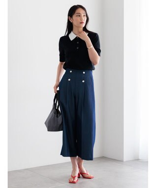 Te chichi ハーフスリーブニットポロ ブラック