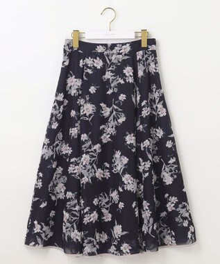 ANY SIS 【洗える】フロッキーオンフラワー スカート ネイビーベース