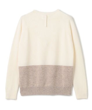 BEIGE， 【WEB限定・洗える】DEMING / バイカラーウールクルーネックニット Off × Taupe