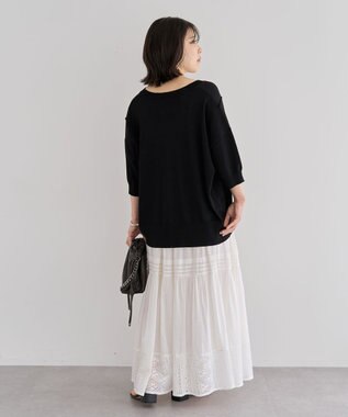 Green Parks 刺繍コードＶネックフレンチカーディガン Black