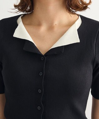 Green Parks ・Ｐｅｔｉｔ　Ｆｌｅｕｒ　バイカラーレイヤードニット Black