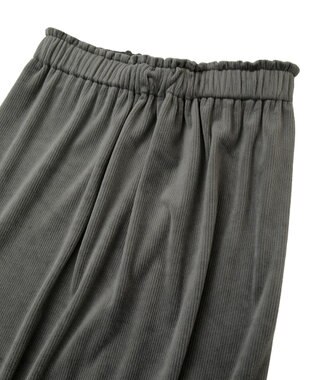 Green Parks ぽかぽか裏起毛ベロアＩラインスカート Charcoal Gray