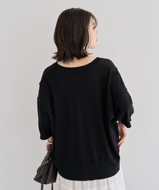 Green Parks 刺繍コードＶネックフレンチカーディガン Black