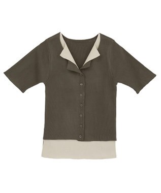 Green Parks ・Ｐｅｔｉｔ　Ｆｌｅｕｒ　バイカラーレイヤードニット Brown