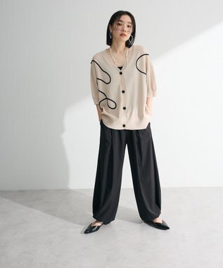 Green Parks 刺繍コードＶネックフレンチカーディガン Light Beige