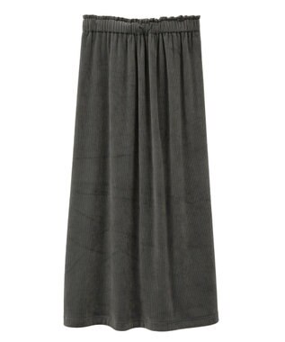 Green Parks ぽかぽか裏起毛ベロアＩラインスカート Charcoal Gray