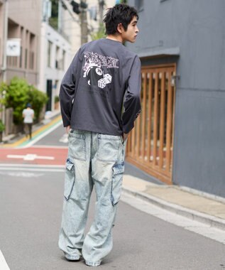 WEGO 【ユニセックス着用ITEM/MLサイズ展開】スリーブロゴグラフィックラグランT（LS） スミクロ