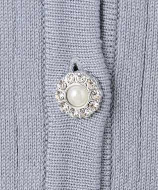 Feroux 【洗える】ビジューボタン カーディガン ブルー系