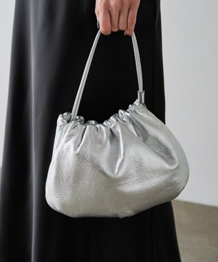 russet レザー巾着4WAYショルダーバッグ(CE-1454) Silver