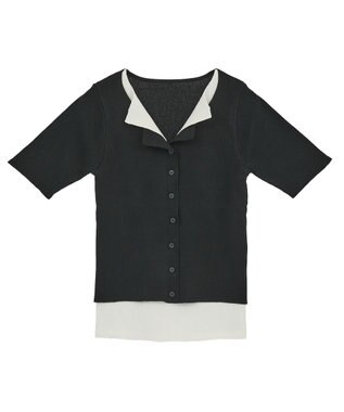 Green Parks ・Ｐｅｔｉｔ　Ｆｌｅｕｒ　バイカラーレイヤードニット Black