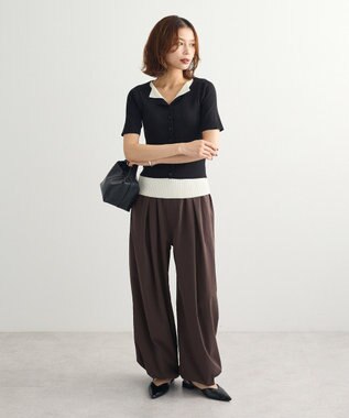 Green Parks ・Ｐｅｔｉｔ　Ｆｌｅｕｒ　バイカラーレイヤードニット Black