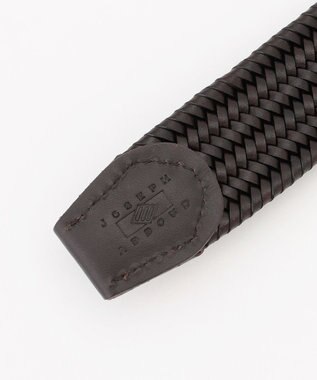 JOSEPH ABBOUD 【キングサイズ・イタリア素材・ストレッチ・日本製】レザーメランジストレッチベルト ダークブラウン系