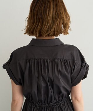 YECCA VECCA 【ORGABITS】タックシャツワンピース Charcoal Gray