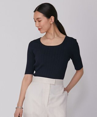 ICB L 【新色追加・洗える】シンセティックハイゲージ 5分袖リブニット