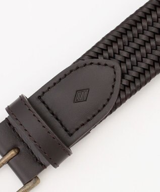 JOSEPH ABBOUD 【キングサイズ・イタリア素材・ストレッチ・日本製】レザーメランジストレッチベルト ダークブラウン系