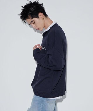 WEGO 【ユニセックス着用ITEM】ワンポイントハーフジッププルオーバー ネイビー