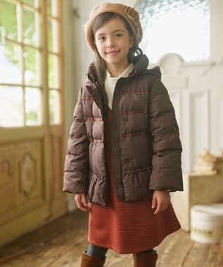 組曲 KIDS 【150-160cm】中綿 ショートコート ブラウン系