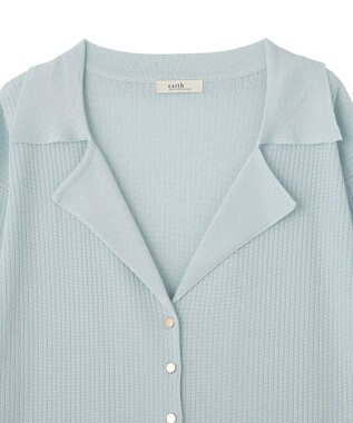 earth music&ecology テーラーカラーニットカーディガン Blue