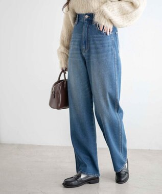 WEGO ルーズストレートデニムパンツ デニム中濃色