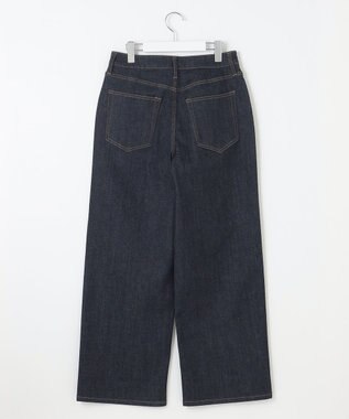 自由区 L 【洗える】365DENIMワイドストレート パンツ ネイビー系