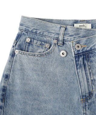 earth music&ecology ウエストアシメデニムパンツ Light Indigo