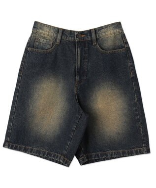 WEGO ヴィンテージウォッシュデニムハーフパンツ デニム濃加工色