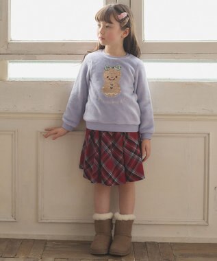 ANY KIDS 両面 フリース スパンコール トレーナー サックスブルー×雪だるま