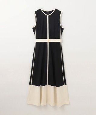 GRACE CONTINENTAL 配色ポンチフレアワンピース ブラック