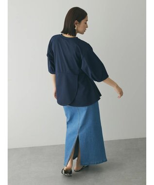 Green Parks armonia. ペプラム切替トップス Navy