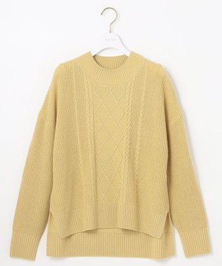 ANY SIS 【洗える】スフレハイネックケーブル ニット ライトイエロー