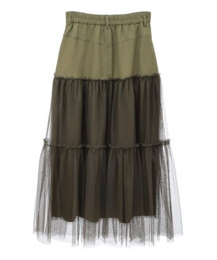 Green Parks ・ELENCARE DUE ハイブリットティアードスカート Khaki
