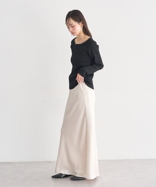 earth music&ecology 【予約】レーストリムリブニットプルオーバー ブラック