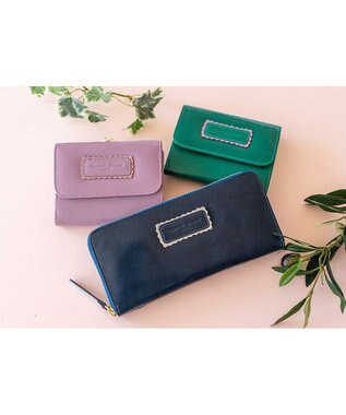 tsumori chisato CARRY シンプルバイカラー ラウンドファスナー長財布 ネイビー