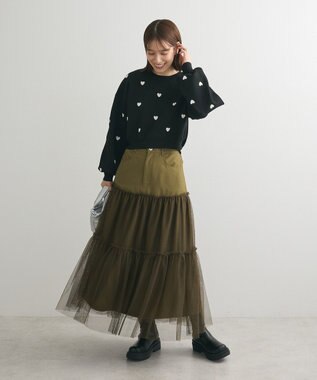 Green Parks ・ELENCARE DUE ハイブリットティアードスカート Khaki