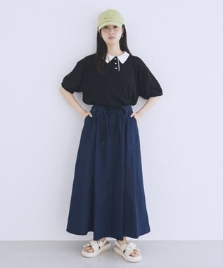 earth music&ecology バイカラーポロニット Black
