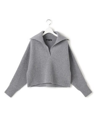 23区 S 【洗える】ウールカシミヤチャンキー クロップド スキッパーニット ライトグレー系