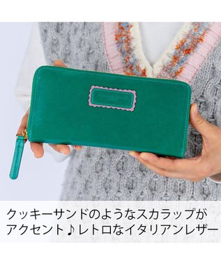 tsumori chisato CARRY シンプルバイカラー ラウンドファスナー長財布 グリーン