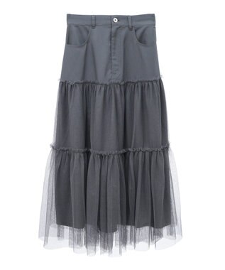 Green Parks ・ELENCARE DUE ハイブリットティアードスカート Charcoal Gray