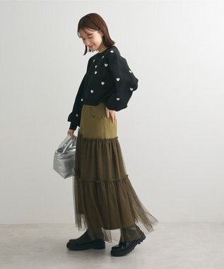 Green Parks ・ELENCARE DUE ハイブリットティアードスカート Khaki