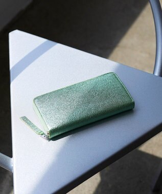 TOPKAPI 【TREASURE TOPKAPI】ウォッシュド レザー メタリック ラウンドファスナー 長財布 グリーン