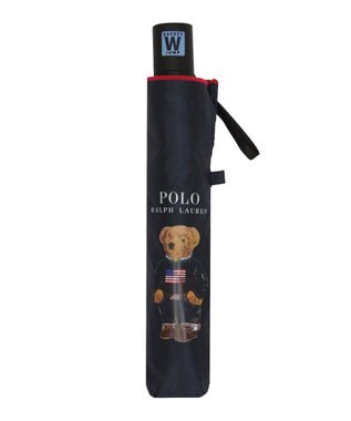 MOONBAT 【自動開閉】POLO RALPH LAUREN 遮光 晴雨兼用 折りたたみ日傘 無地 ポロベア ディープブルー