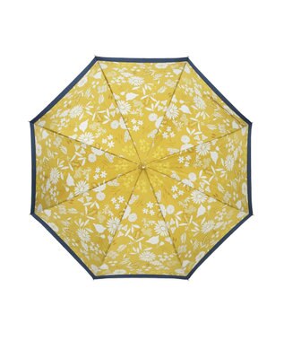 MOONBAT LANVIN en Bleu 長傘 バイカラーデイジー サテンプリント ジャンプ 耐風 カナリア（カラシ）