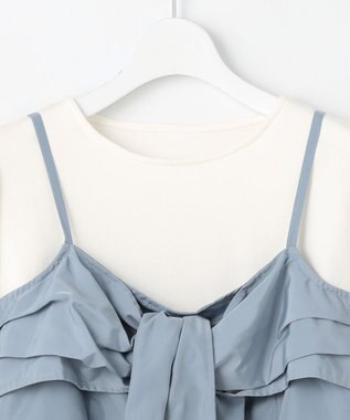 Feroux 【セットアップ対応・洗える】リボンタフタ ビスチェ カットソー ブルー系