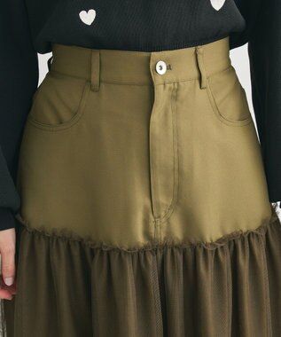 Green Parks ・ELENCARE DUE ハイブリットティアードスカート Khaki