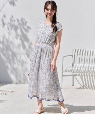 ANY SIS 【洗える】フラワープリーツ ワンピース アイボリー系