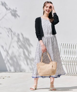 ANY SIS 【洗える】フラワープリーツ ワンピース アイボリー系