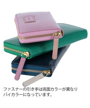 tsumori chisato CARRY シンプルバイカラー ラウンドファスナー長財布 グリーン