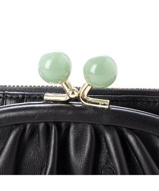 UNBILLION perche ジェムストーンがま口二つ折り財布 ブラックドット