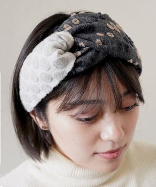 POLS ジャガード織 ヘアバンド グレイ
