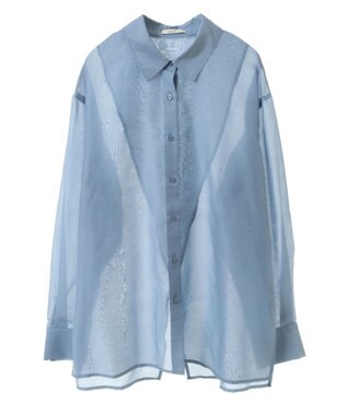 earth music&ecology バックスリットシアーシャツ Blue